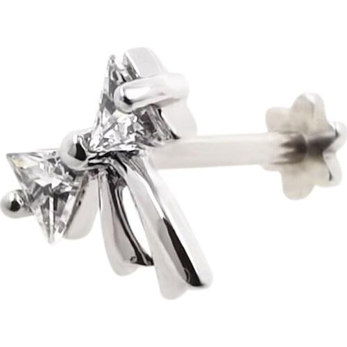 JHJT 1PC 16G 6/8mm Labret Studs Lip Piercings Rings Surgical Stainless Steel Bows Ear Tragus Earrings Lips Piercing Body Jewelry