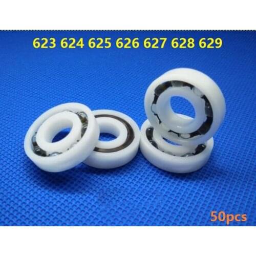 50pcs/lot 623 624 625 626 627 628 629 POM bearing Plastic ball bearings with Glass balls Nylon Cage deep groove