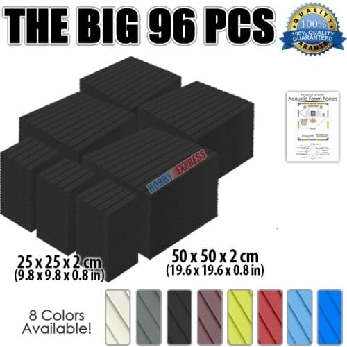 Arrowzoom Sound-Proofing Flat Wedge Acoustic Foam Panel Studio Tiles 9.8 x 9.8 x 0.8" / 19.6 x 19.6 x 0.8" 96 pcs Bundle KK1035