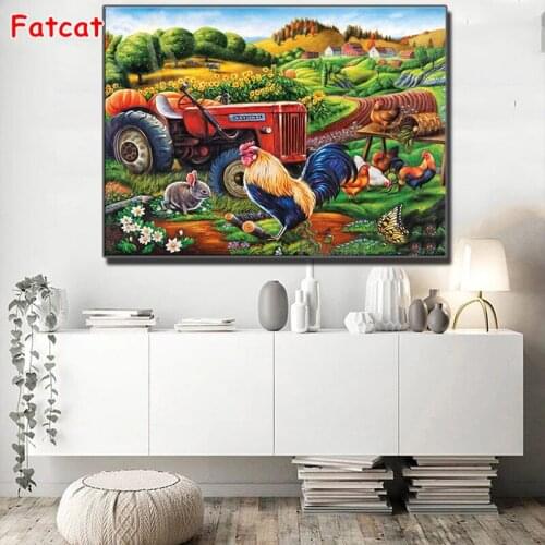 DIY 5D Diamond Painting Tractor farm animal Embroidery Full Square/Round Diamond Mosaic Rhinestone Cross Stitch Kit Decor PP1723