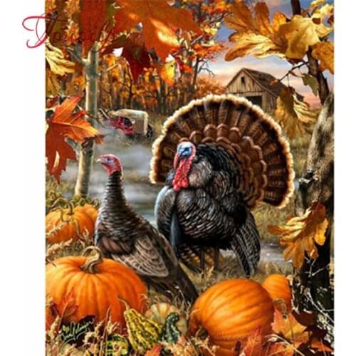 5D DIY Diamond Painting "Autumn Scenery" Embroidery Cross Stitch Turkey and Pumpkin 5D Home Decor Gifts Diamond Puzzle Kits