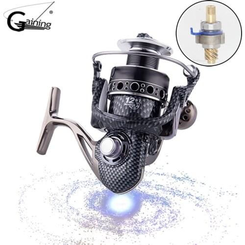 No Gap Spinning Reel 12+1BBs 5.2:1 2000-7000 Series Aluminum Alloy Body Spinning Reel for Bass Pike Fishing