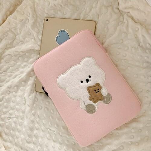 Tablet Case Bag Korea Cute Bear for Mac Apple Laptop Bag Female Student Bag 11 Inch 13 Inch Liner Bag Protective Cover