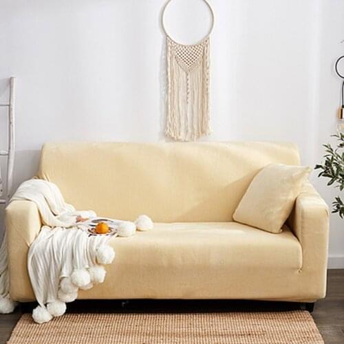 1/2/3/4 Seat Elastic Sofa Cover for Living Room Modern Couch Cushion Slipcovers Solid Color Plush Covers for Sofas and Armchairs