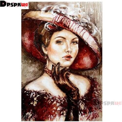 Dpsprue Full Square/Round Diamond Painting Cross Stitch Diamond 3D Embroidery Elegant lady DIY 5D Moasic Home Decor Gift Pu47