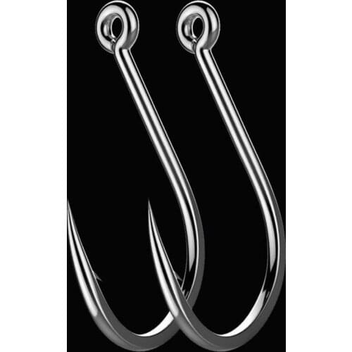 DYGYGYFZ 100pcs/set Fish Hook High Carbon Steel Barbed 2#-16# Barbed Band Loop Worm Pond Fishing Bait Holder Jig Hole Pesca