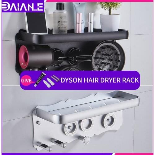 Dyson hair dryer rack shelf black wall mounted glue paste toilet organizer shelves screw free installation bathroom corner rack