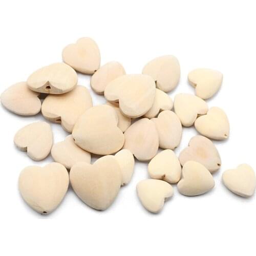 20/22/30mm Natural Wood Ecofriendly Heart Wooden Spacer Beads for Jewelry Making Baby Teethers DIY Bracelet Necklace Accessories