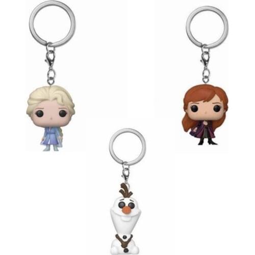 Funko POP Disney Figure Keychain funko POP Frozen 2 Princess Anna Elsa Olaf Collection Toys for Children with Box Bag Pendant