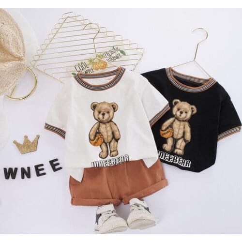 Summer Toddler Infant Clothing Sets Cartoon bear T Shirt Shorts Baby Girls Boy Clothes Suits Children Costume Kids Sportswear