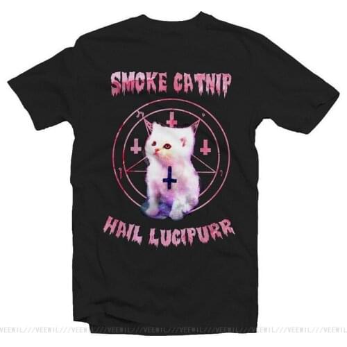 Smoke Catnip Hail Lucipurr UNISEX KITTEN Tshirt Metal Rock Cute Deathmetal Vintage T Shirt Men Unisex New Fashion Tshirt