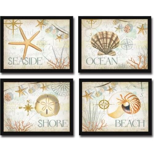 Cotton no frame pastoral still life starfish shells canvas printings oil painting printed on cotton wall art decoration pictures