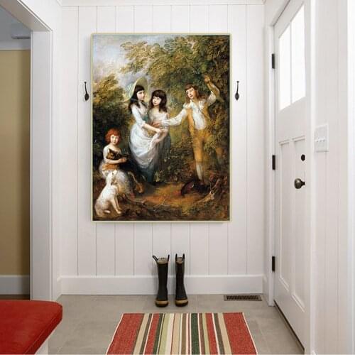 Citon Thomas Gainsborough《The Marsham Children》Canvas Art Oil Painting Artwork Poster Picture Modern Wall decor Home Decoration