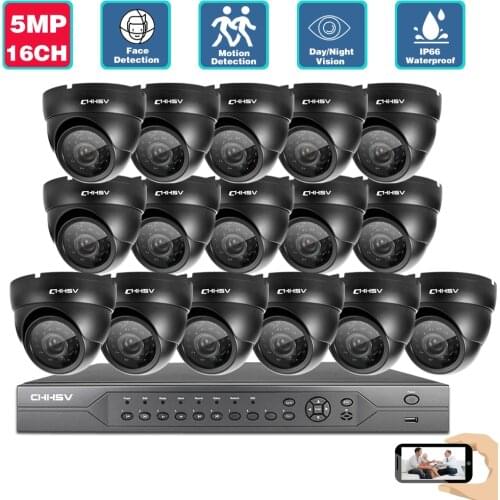 HCVAHDN H.265+16CH 4K 5MP POE NVR CCTV Camera System AI Ultra HD Outdoor Waterproof Security IP Camera Video Surveillance Set