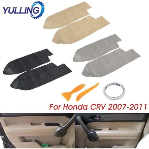 Pair Car Real Leather Front Door Panels Armrest Cover For Honda For CRV 2007 2008 2009 2010 2011 2012 Car Armrest Cove Dropship