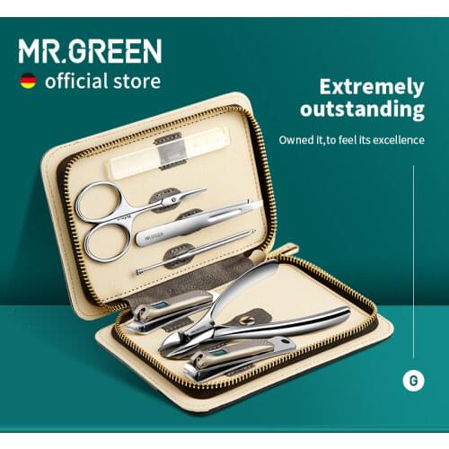 MR.GREEN Manicure Set Color Contrast sets Nail Clippers Cutter Tools Kits Stainless Steel Pedicure Travel Case for man woman