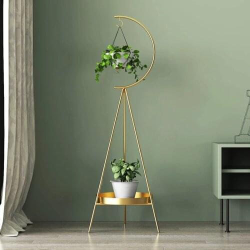 Nordic fashion metal plant stand creative light luxury flowerpot living room hanging basket modern simple balcony storage rack