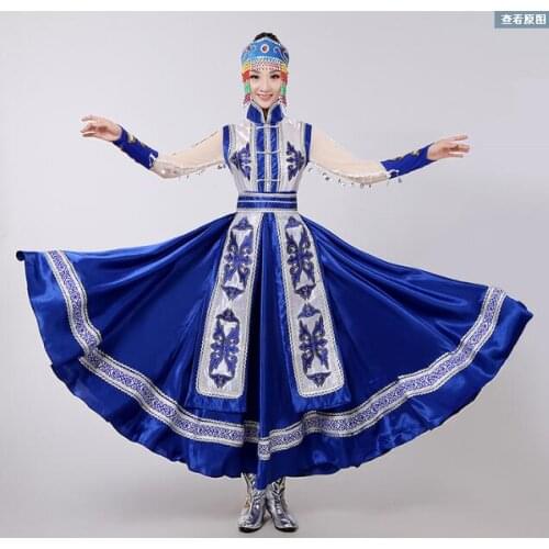 Mongolian dress Stage performance Chinese folk Dance Costumes Women