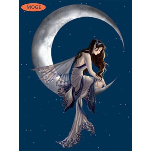 Fairies moon 5D DIY Diamond Painting Kit Diamond Embroidery Seals Cross Stitch Rhinestone Mosaic Painting Hang mural