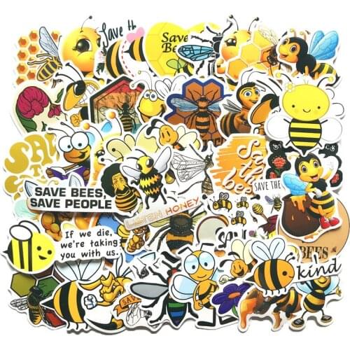10/50pcs/Pack save Bees Waterproof Stickers Skateboard Guitar Suitcase Girl Children Funny Graffiti Classic Toy Sticker