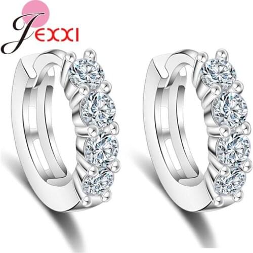Authentic Silver Sparkling Wedding Earring 925 Sterling Silver Circle Clear CZ Hoop Earrings For Women Wedding Jewelry