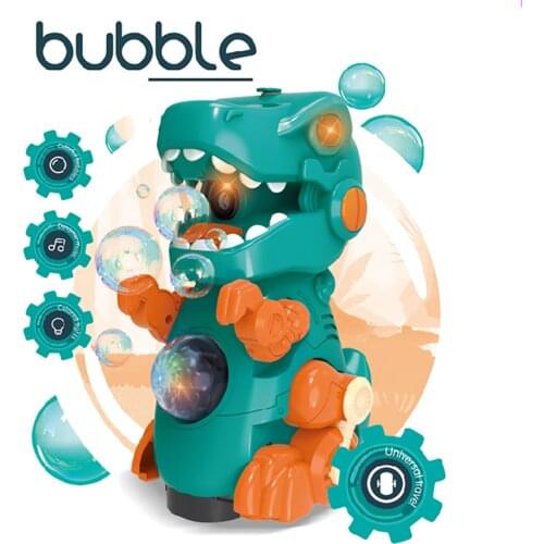 New Electric Dinosaur Bubble Machine Music Lighting Toys Bubble Machine 3 Colors Outdoor Bubble Blowing Toys With 50ML Water