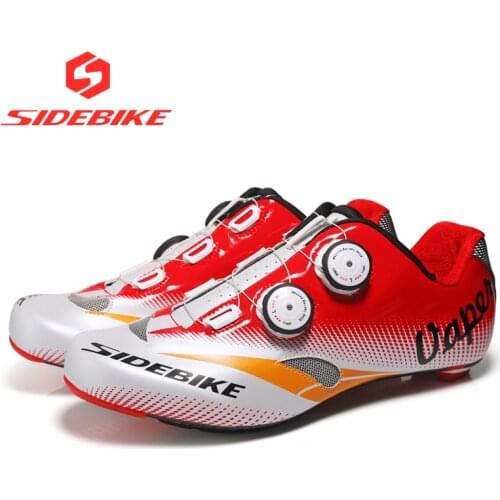 Sidebike road cycling shoes carbon road bike shoes men racing professional athletic bicycle sneakers ultralight self-lock red