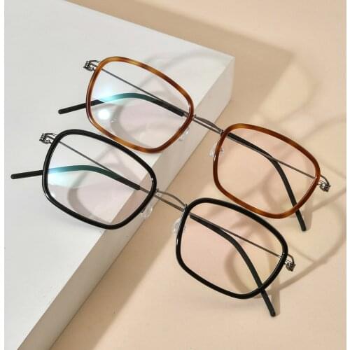 ELECCION Titanium Acetate Glasses Frame Men Square Myopia Optical Prescription Eyeglasses 2021 New Korean Screwless Eyewear