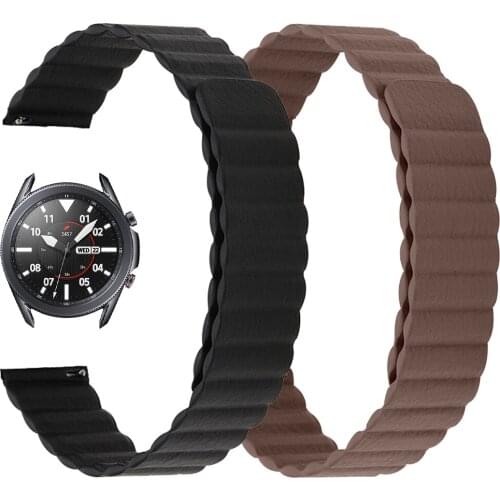 20mm 22mm Leather Magnetic Buckle Watchband for Samsung Galaxy 42/46mm Active 2 Watch Band for Galaxy Watch3 41/45mm Gear Strap