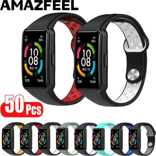50Pcs/Pack Bracelets For Huawei Band 6 Strap Silicone Breathable Sports Watch Band for Huawei Honor Band 6 Smart Band Straps