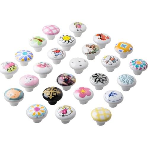 Kids Room Ceramic Cabinet Handle and Knobs Modern Simple Solid Color Cupboard Door Drawer Pulls Furniture Hardware Door Knob