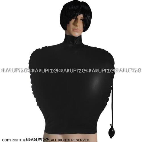 Black Sexy Inflatable Latex Shirt With High Collar Back Zippers Rubber Clothing Clothes Top With YF-0200