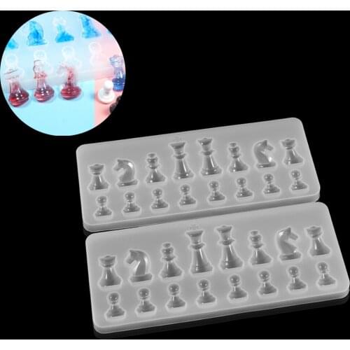 1sets 3D Chess Pieces UV Resin Molds Silicone International Chess Epoxy Resin Molds For DIY Jewelry Handmade Making Accessories