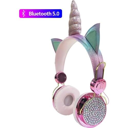 Cute Unicorn Headphone with Microphone Girls Music Stereo Earphone Phone Learning Gamer Unicorn Headset cat ears gaming pc