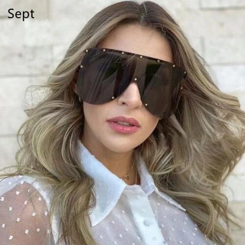 Sept Oversized Sunglasses Windproof Goggles Mirror Sunglass Women Men Rivet Sun Glasses One-piece UV400
