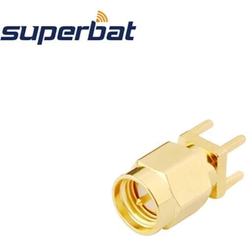 Superbat SMA thru hole PCB Mount Male Plug vertical Straight RF Coaxial Connector