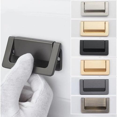 Tatami Furniture Drawer Cabinet Door Handle Hidden Invisible Zinc Alloy Metal Dresser Kitchen Cupboard Wardrobe Handle Knob Pull