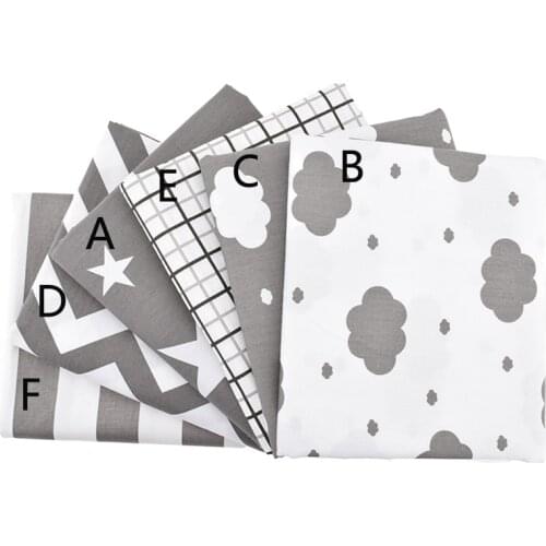 Clouds&Star Printed Twill Cotton Fabric For Sewing Quilting Gray Tissue Baby Bed Sheets Sleepwear Children Dress Skirt Material