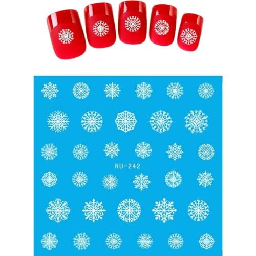 UPRETTEGO NAIL ART BEAUTY WATER DECAL SLIDER NAIL STICKER FLOWER WHITE SNOW FLAKE WINTER CHRISTMAS RU242-247