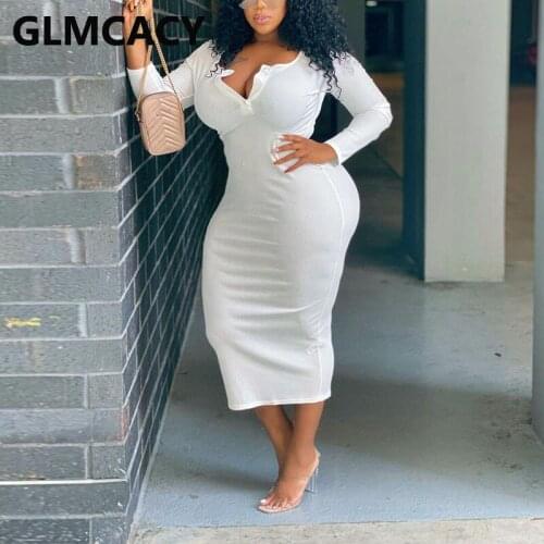 Women Long Sleeve Henley Neck Casual Bodycon Midi Dress