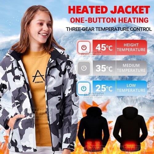 3 Areas Winter Heated Jacket Clothing Mens USB Heated Vest Windbreaker Womens Warm Thermal Hunting Hiking Equipment Clothes