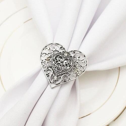 1PC Napkin Ring Holder Heart Love Shaped Lace Napkin Ring Party Favor Paper Napkin Ring Wedding Decoration Party Supplies