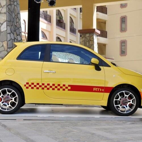 2pcs/lot Car Styling Abarth Logo Side Skirt Stickers Body Decor Stripes Graphics Vinyl Decal For Fiat 500 Abarth Accessories