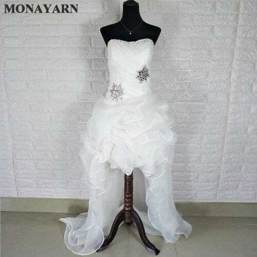 2017 free shipping white sleeveless Bra lace before the short long bride wedding dress