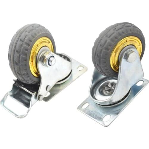 Bytiyar 3in Solid Rubber Swivel Caster Wheels with 360 Degrees Ball Bearing Heavy Duty Top Mounting Plate Lockable Casters