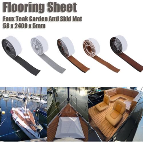 58x2400x5mm Single Strip Imitated Teak Yacht Boat Deck Mat Flooring Brown Anti Skid Mat Pad EVA Foam