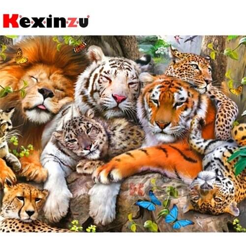 Kexinzu 5d diamond painting full Square/Round diamond embroidery-Animal family-rhinestone DIY mosaic Cross Stitch 3D Home Decor
