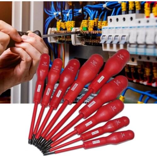 6/7/8/9Pcs Screwdriver Insulated Magnetize Treatment Chrome-vanadium Steel PP Handle Insulated Screwdriver for Electrical Applic