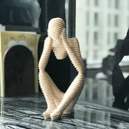 Abstract Sculpture Statue Thinker Sandstone Resin for Hotel Home Desktop Bookshelf Office Decoration 9.82 Inches