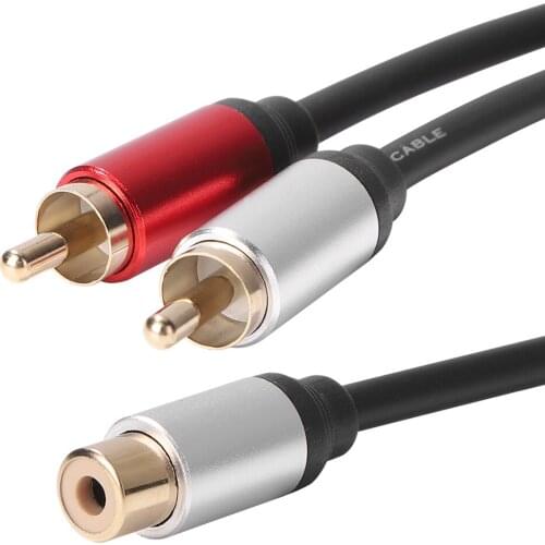 Male Splitter Audio Cable Insert RCA Cable Female to 2RCA Male Splitter Y Shaped Splitter Audio Cable for DVD TV